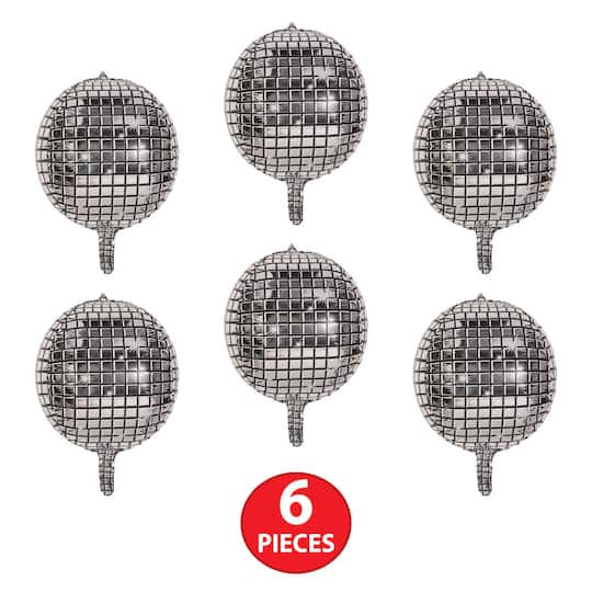 Beistle 14.5" x 13" Disco Ball Balloons, 6ct.
